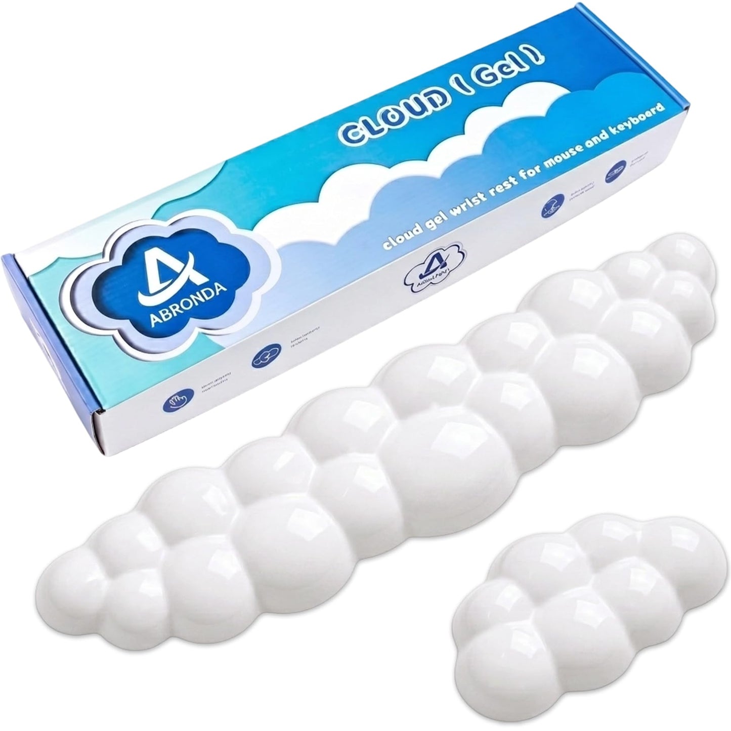 ABRONDA Gel Cloud Keyboard & Mouse Wrist Rest Set - Cloud Keyboard Wrist Rest Pad & Mouse Support