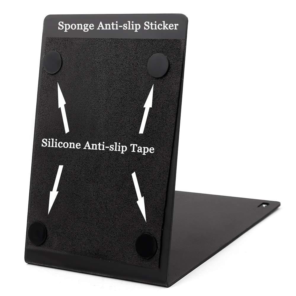 Premium Heavy-Duty Metal Bookend - Black L-Shaped Book End