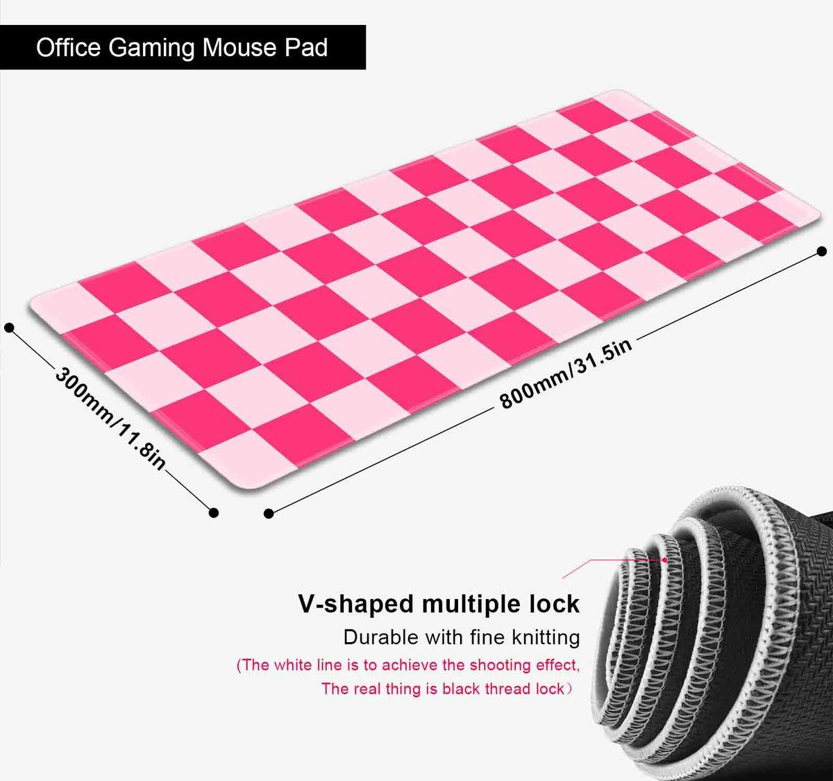 SXCKANG Hot Pink Cool Large Gaming Mouse Pad XL, Aesthetic Checkered Desk Pads, Computer Extended