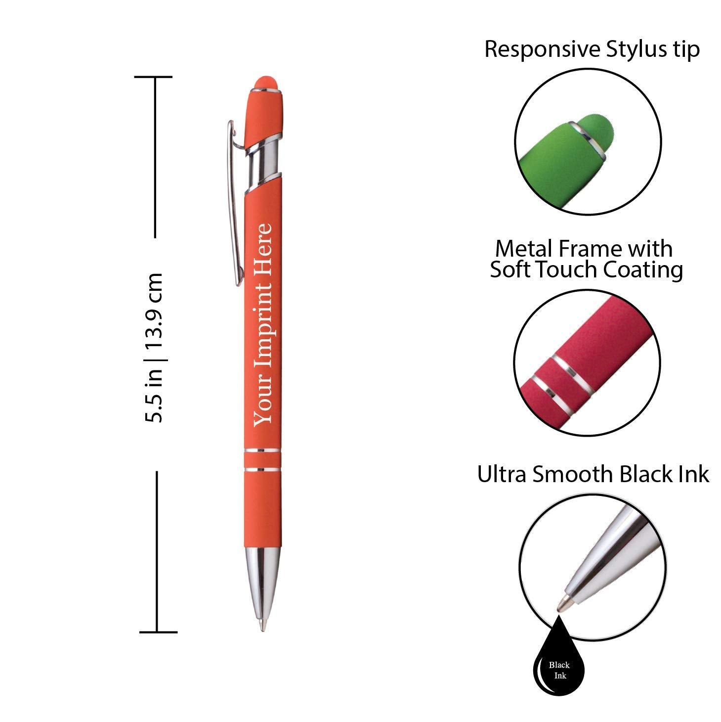 ExpressDesigns™ - Premium Custom Pens with Stylus | Burst of Color | Personalized Soft Touch Metal