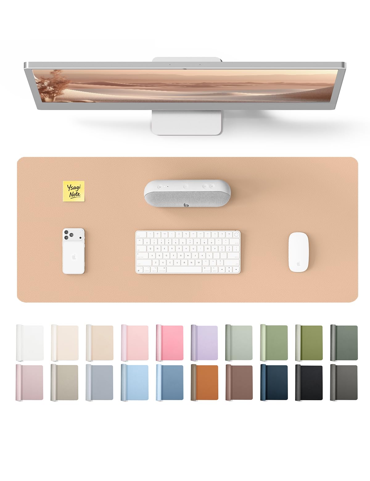 YSAGi Leather Desk Protector, Office Mat, Large Mouse Mat, Non-Slip PU Leather Blotter, Laptop Desk