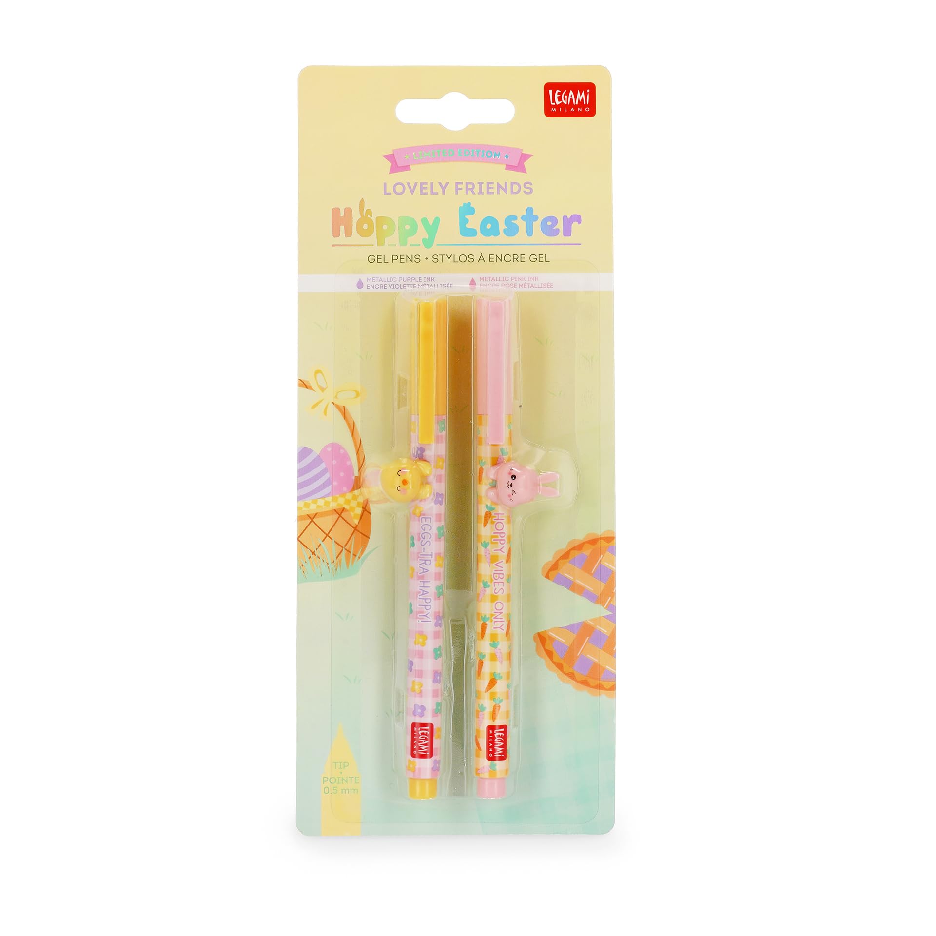 Legami Set of 2 Lovely Friends Hoppy Easter Limited Edition Gel Pens Removable and Reusable