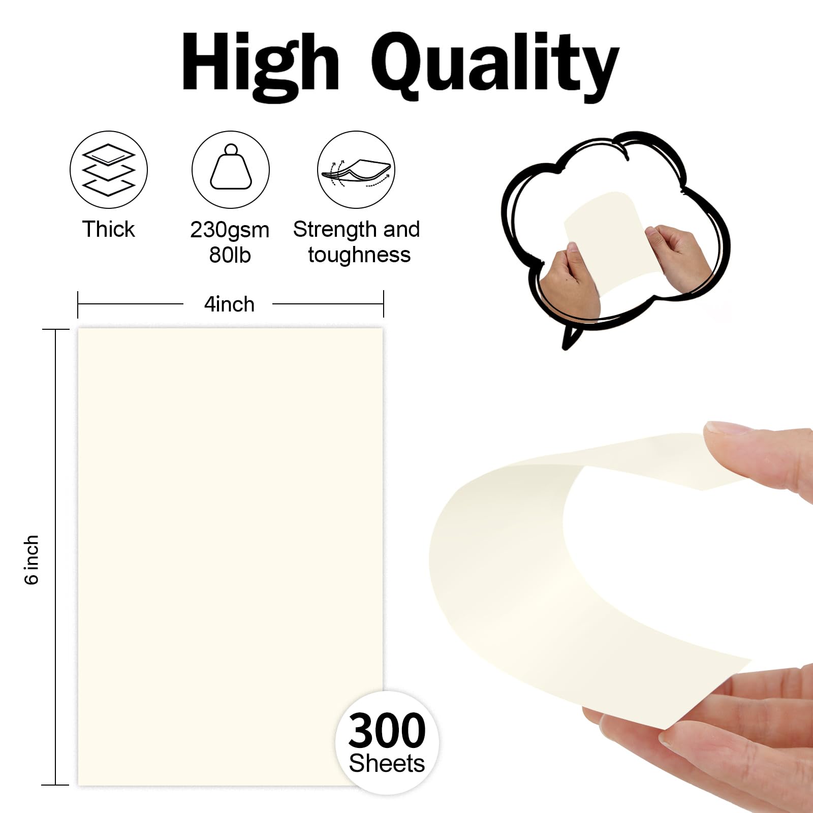 Goefun 4x6 Cream Cardstock 300 Pack 80lb