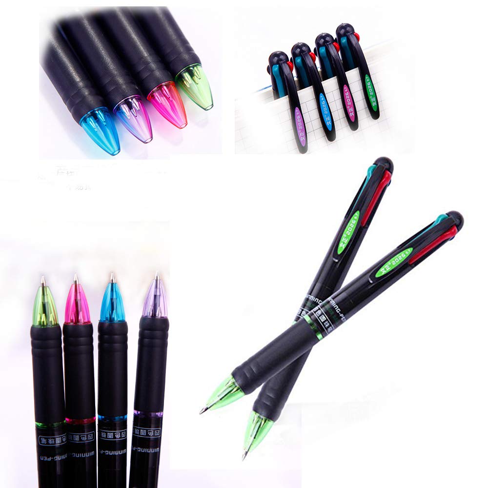 AEKAN 12 Pack Multicolor Pen Retractable 0.7mm 4 Color Ink(Black, Blue, Red, Green) in One