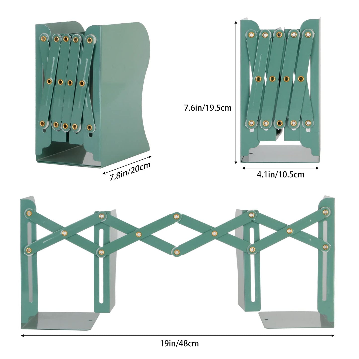 Zyners Adjustable Metal Bookends Heavy Duty for Shelves, 2 Dividers, Anti-Slip Design Expandable