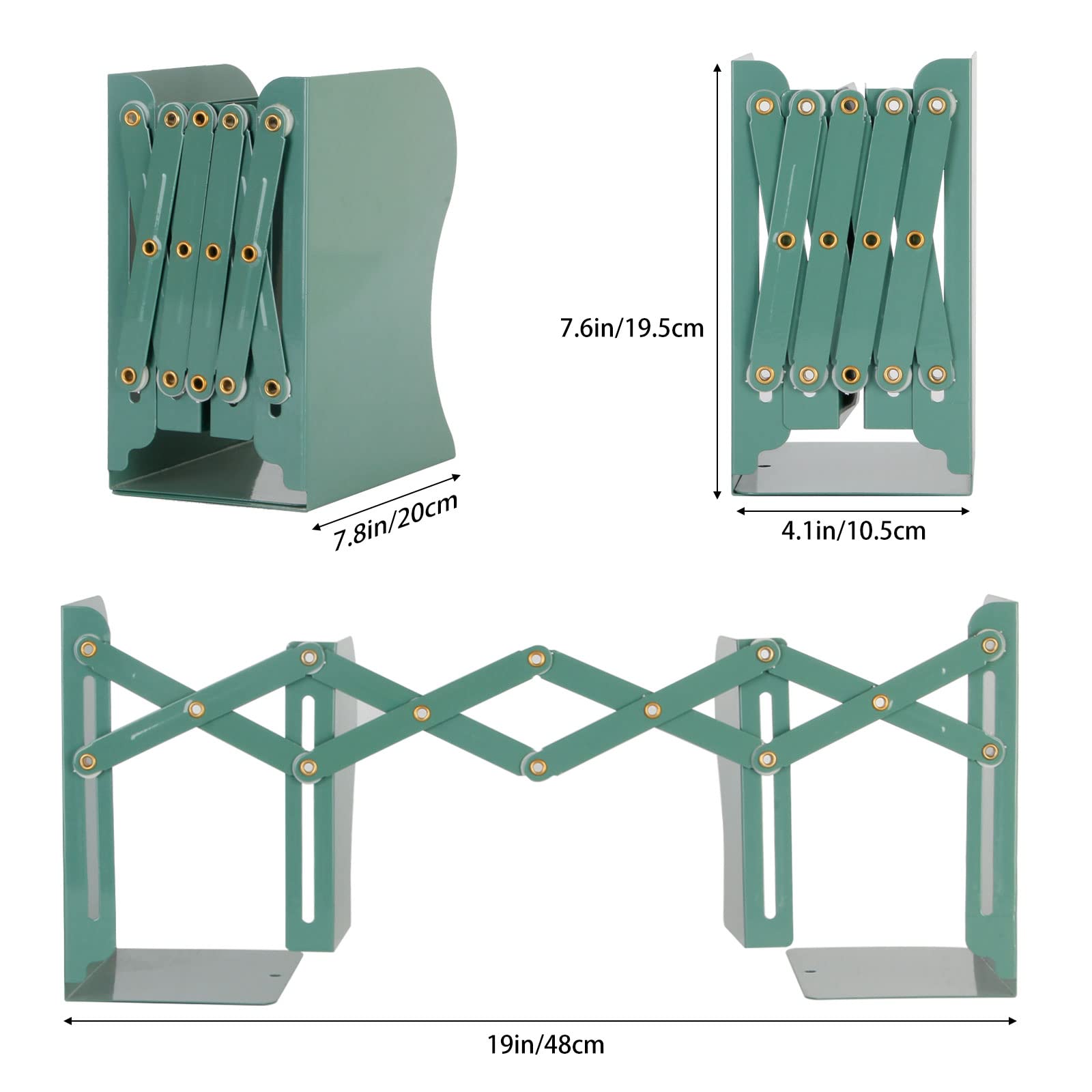 Zyners Adjustable Metal Bookends Heavy Duty for Shelves, 2 Dividers, Anti-Slip Design Expandable