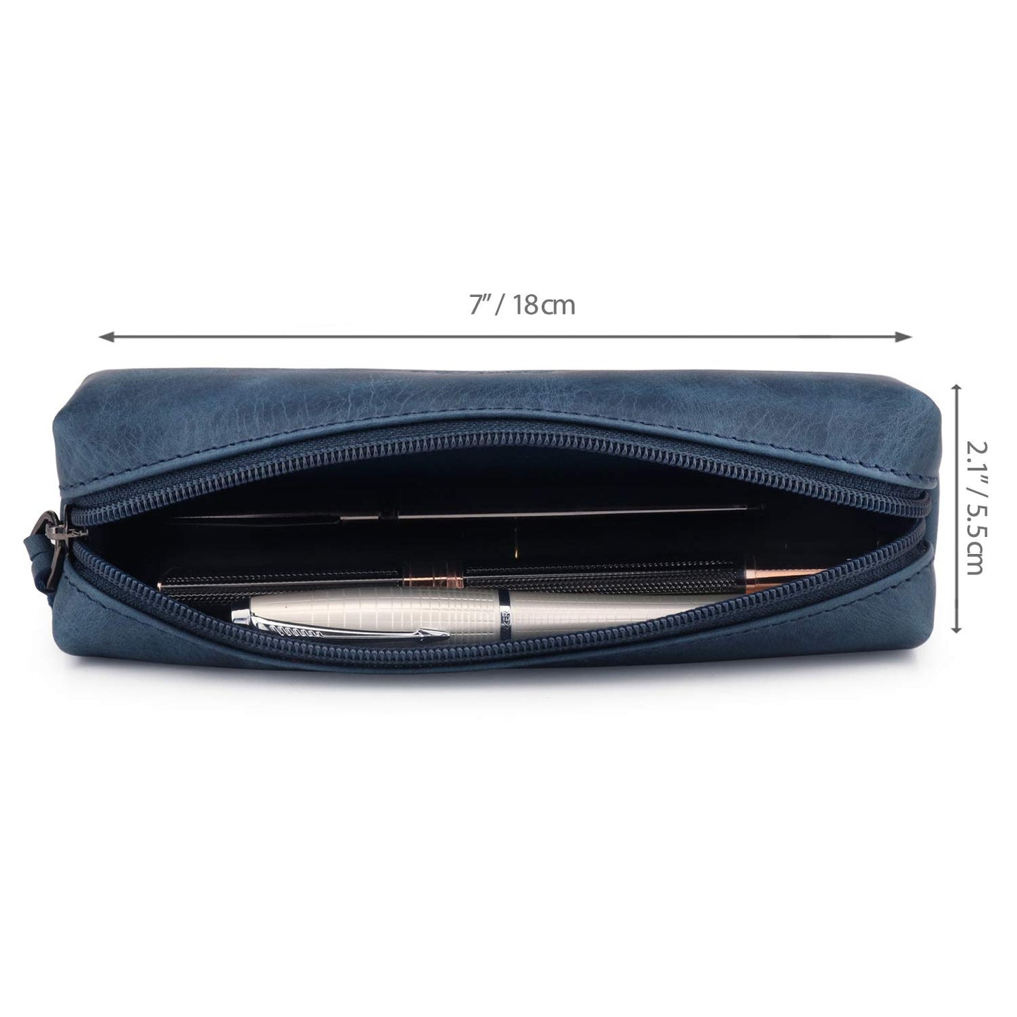 Londo Genuine Leather Zipper Pen, Pencil & Cosmetic Case