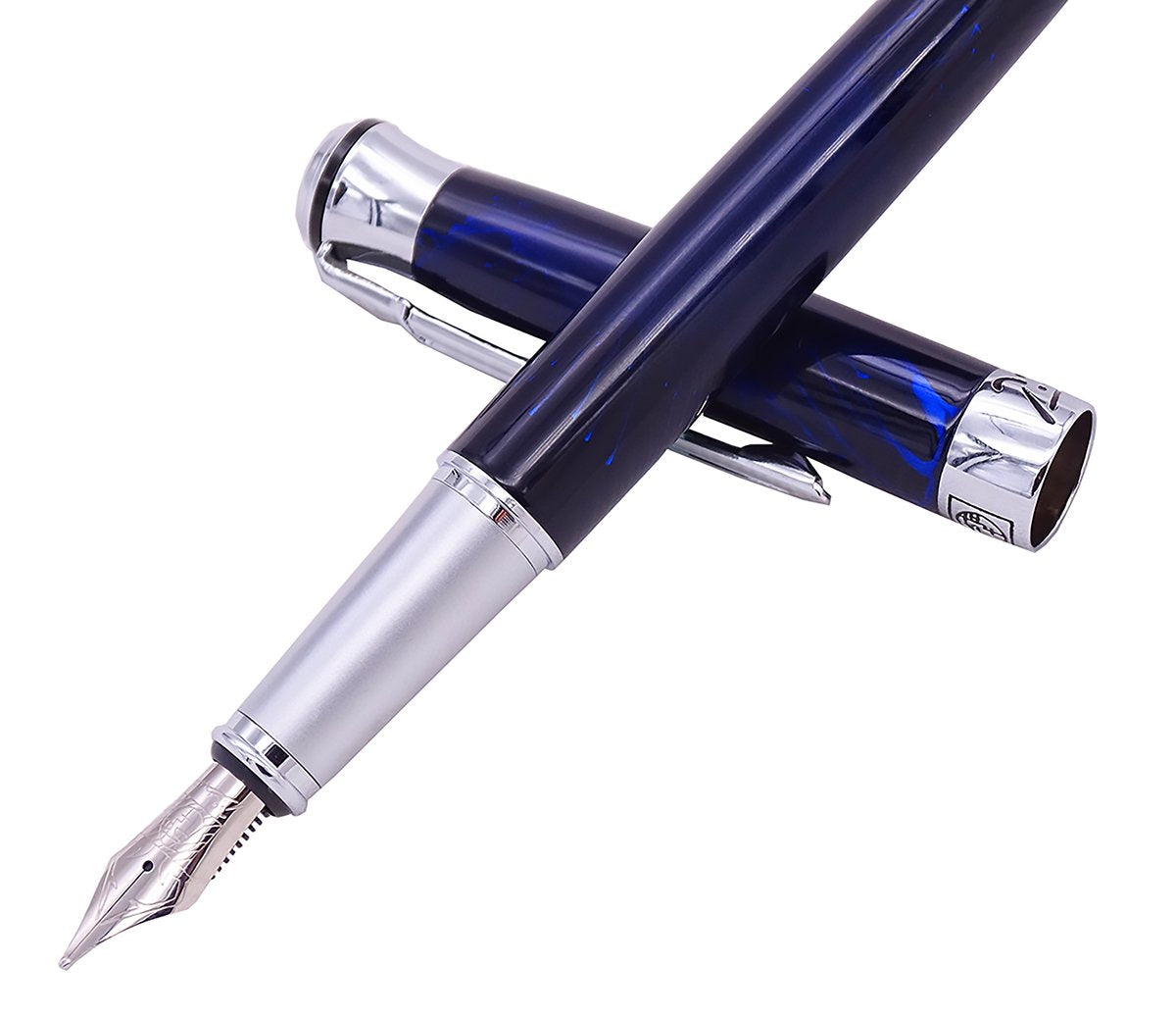 Lanxivi Picasso Fountain Pen Fine Nib 903 Series Blue Marble Sweden Flower King with Well-Balanced