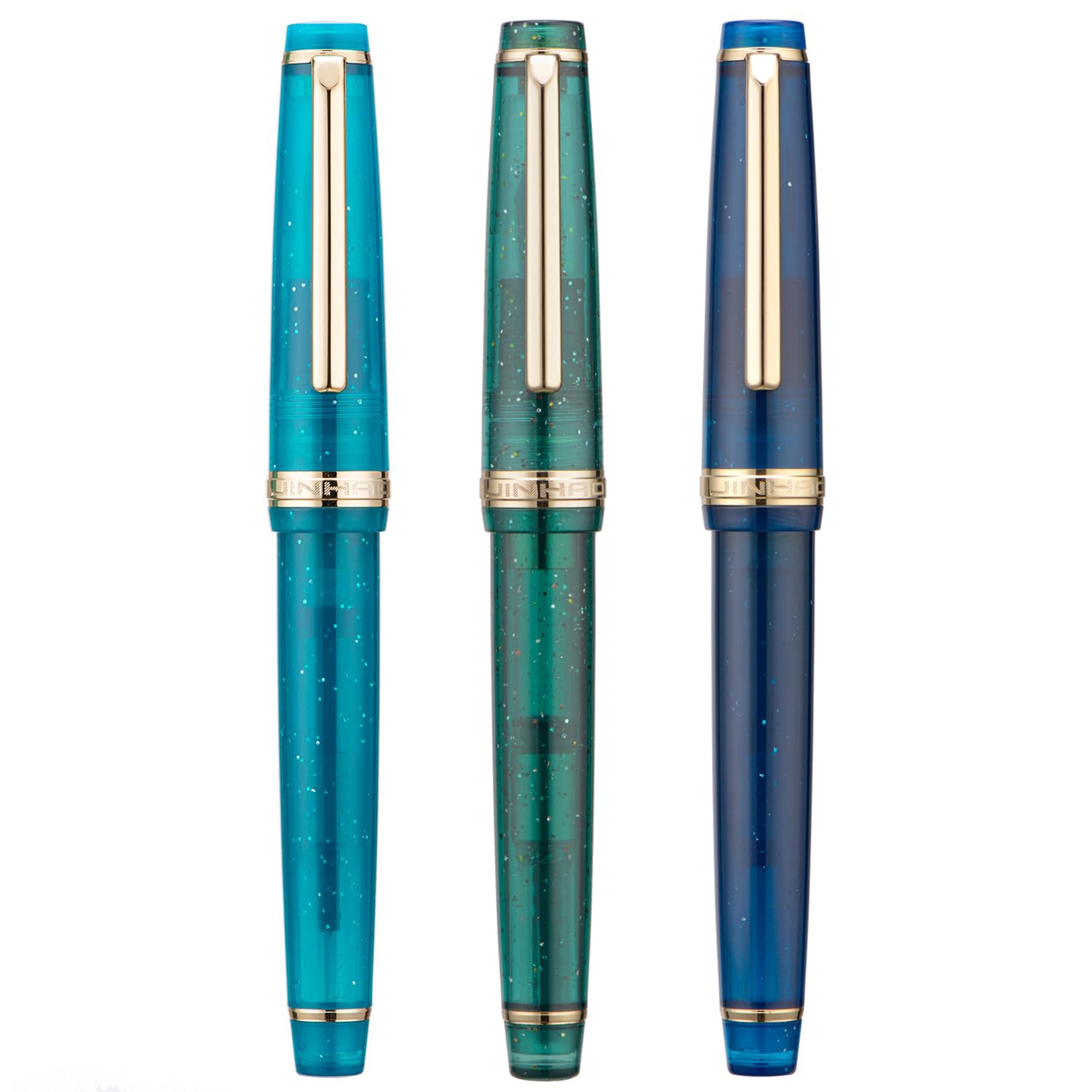 3 Jinhao 82 Fountain Pens Extra Fine Transparent Starlight with Converter