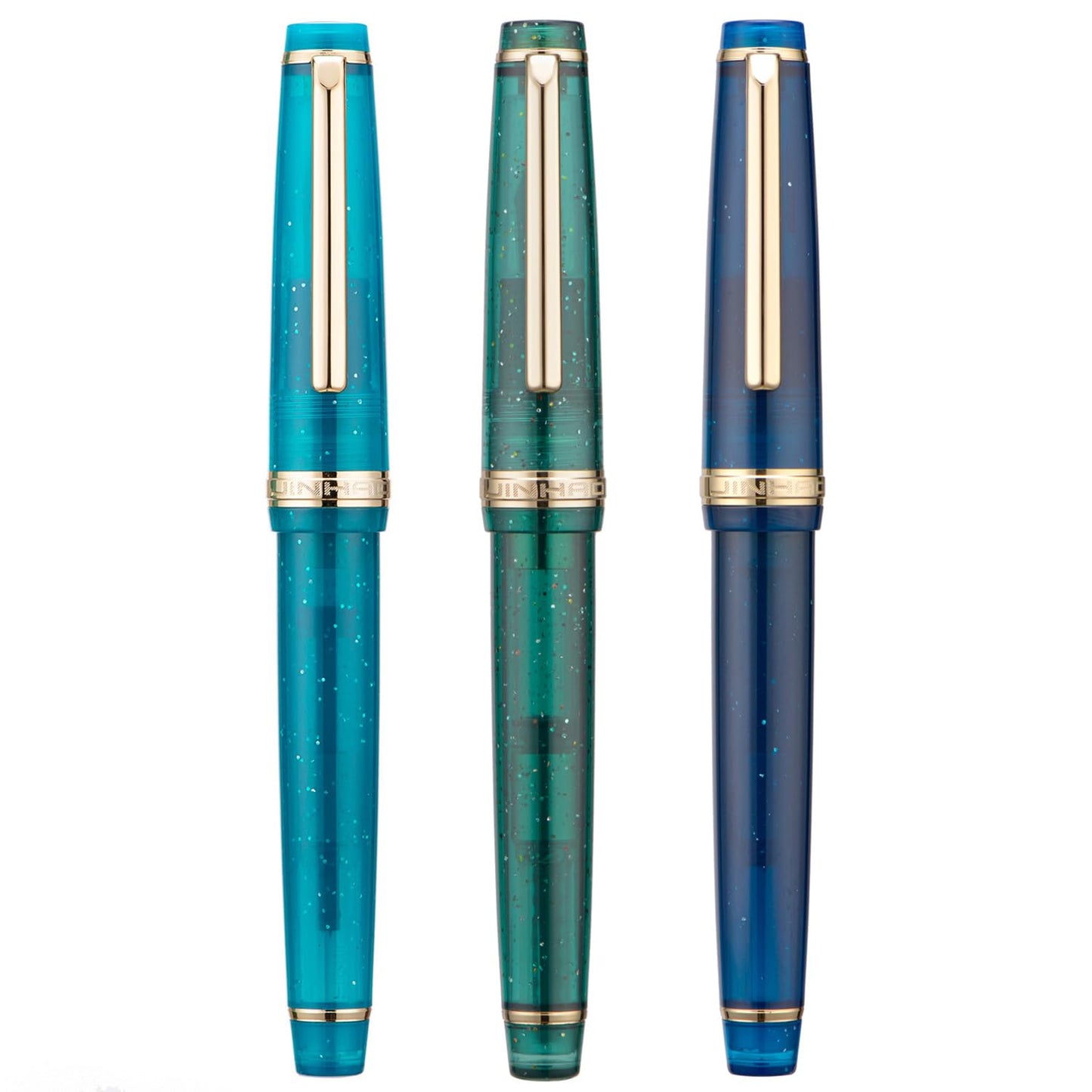 3 Jinhao 82 Fountain Pens Medium Nib Transparent Starlight with Converter