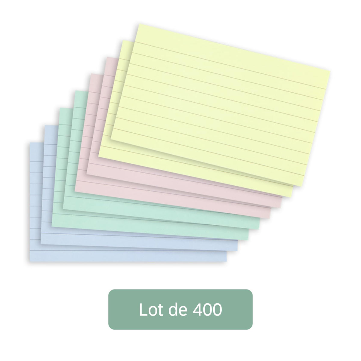 SUMMIT Flash Cards, Lined Revision Cards, Pastel Assorted, 7.5 x 12.5cm, 400 Pack