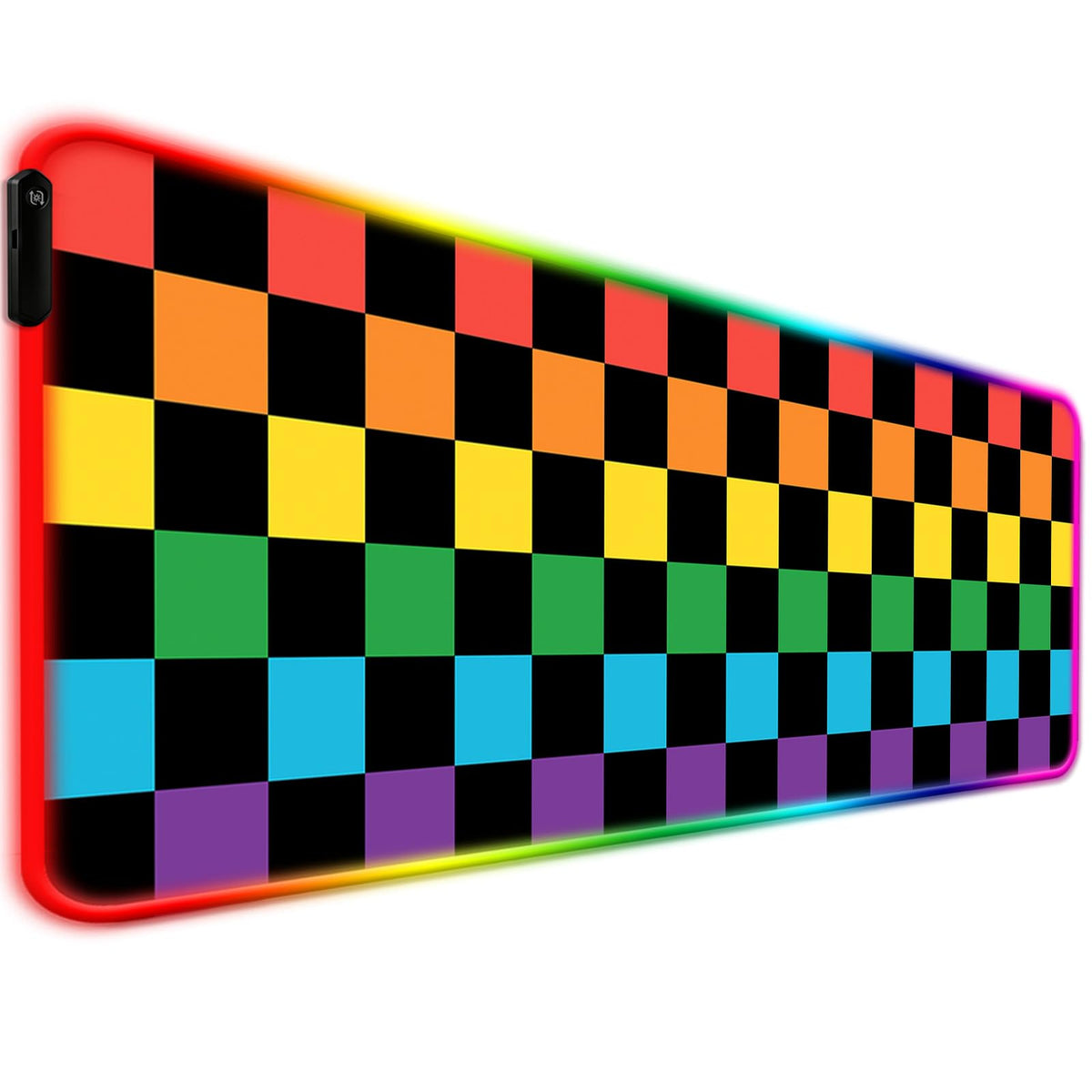 JIANG100 RGB Vintage Multicolor Plaid Gaming Desk Mat & Mouse Pad, XL