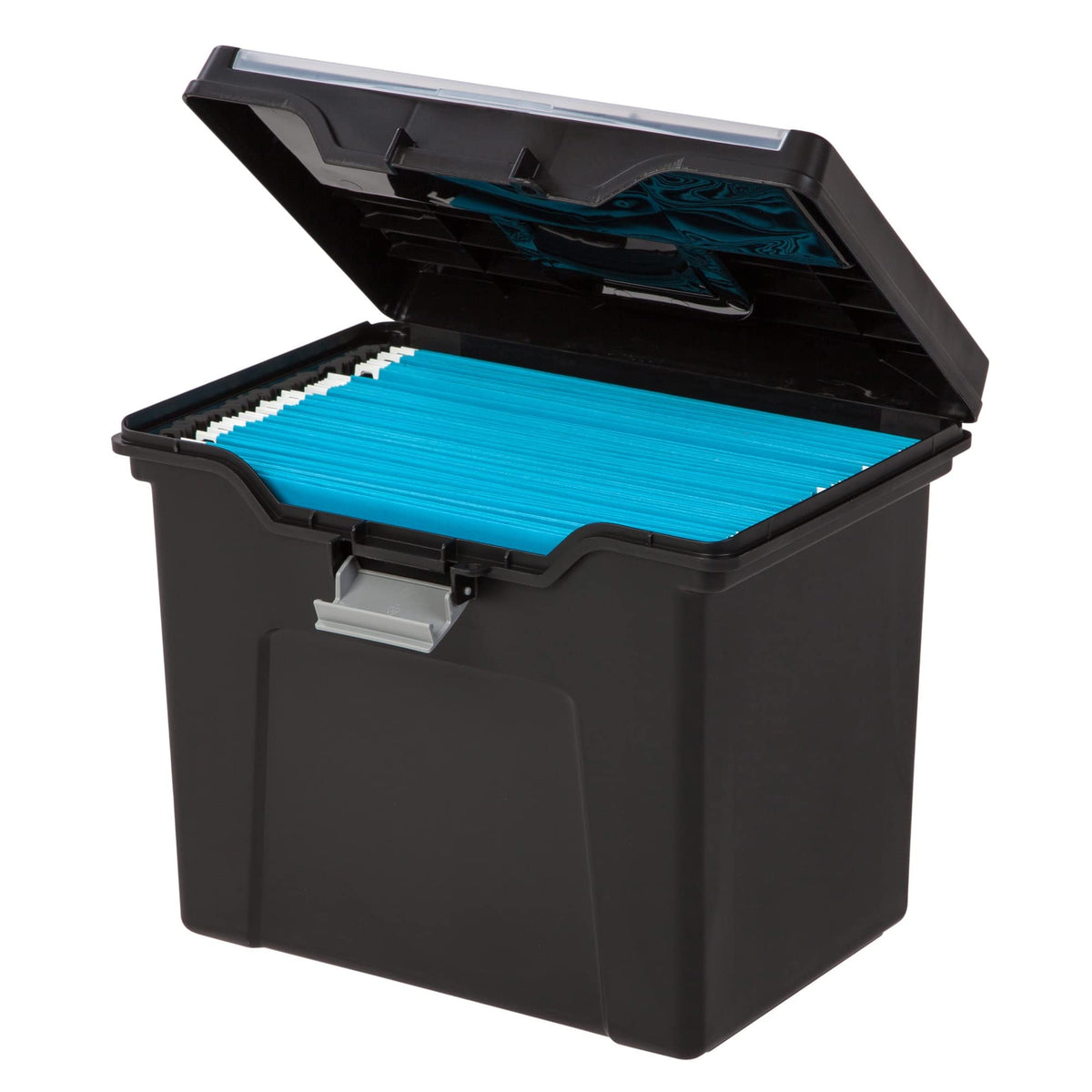 Office Depot Large Mobile File Box, Letter Size, 11 5/8in.H x 13 3/8in.W x 10in.D, Black/Silver