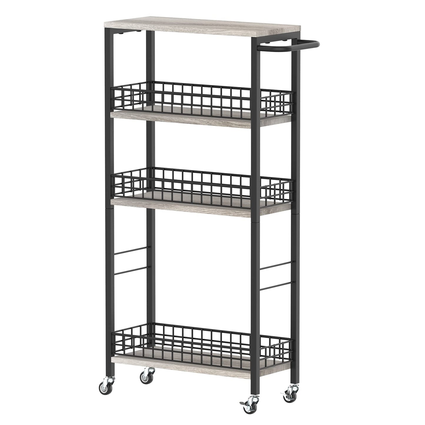NOVIMANGO Slim Storage Cart Narrow Kitchen Cart 4 Tier, Grey
