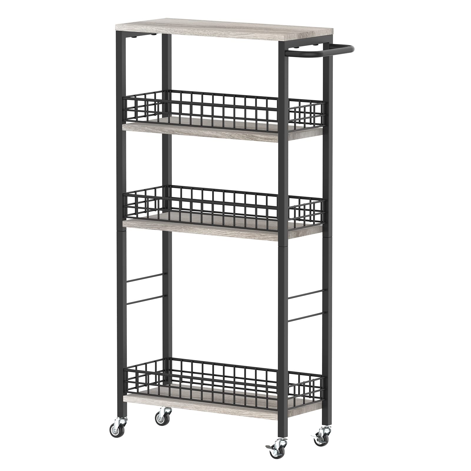 NOVIMANGO Slim Storage Cart Narrow Kitchen Cart 4 Tier, Grey
