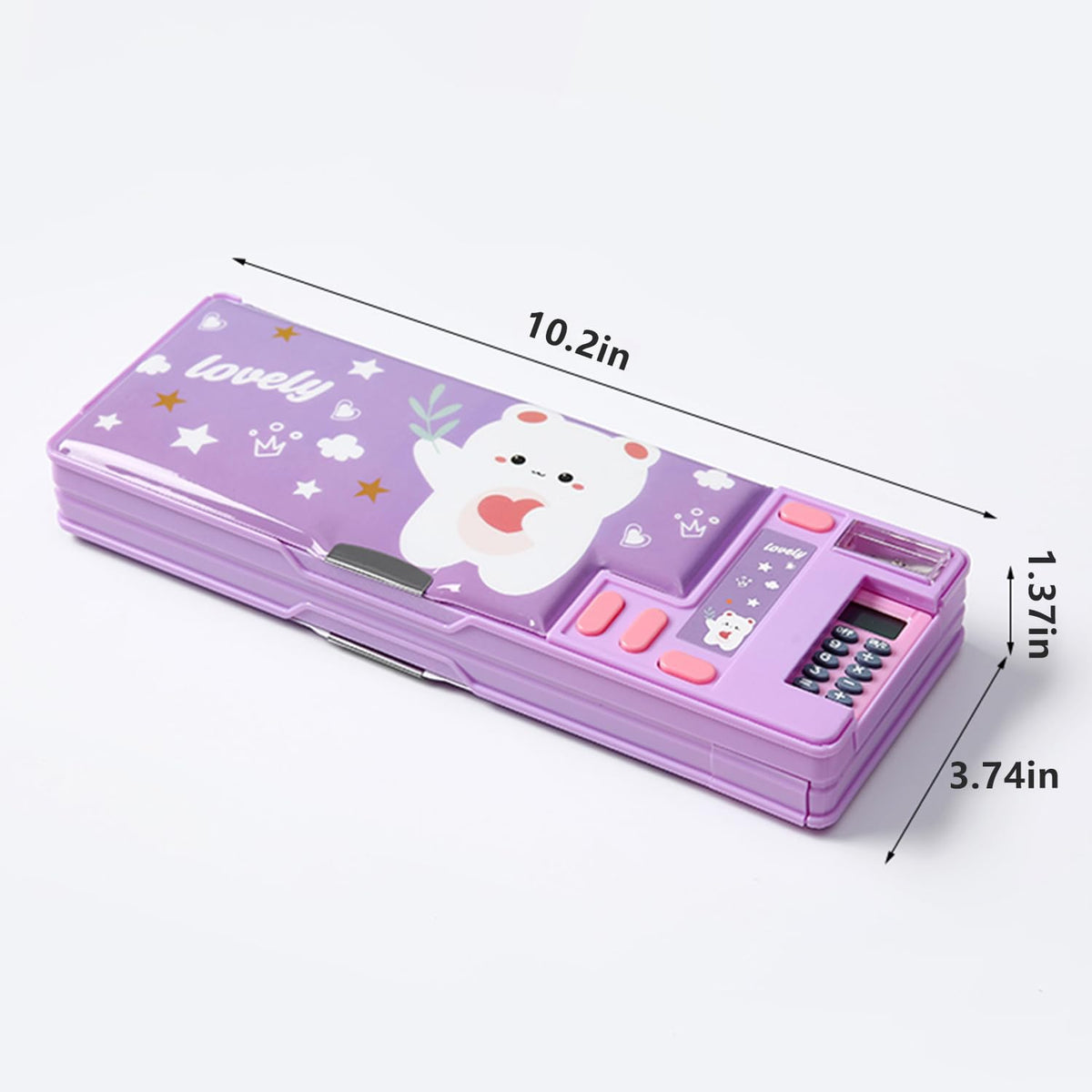 Pop Up Multifunction Pencil Case, Cute Cartoon Pen Box Organizer Stationery with Calculators