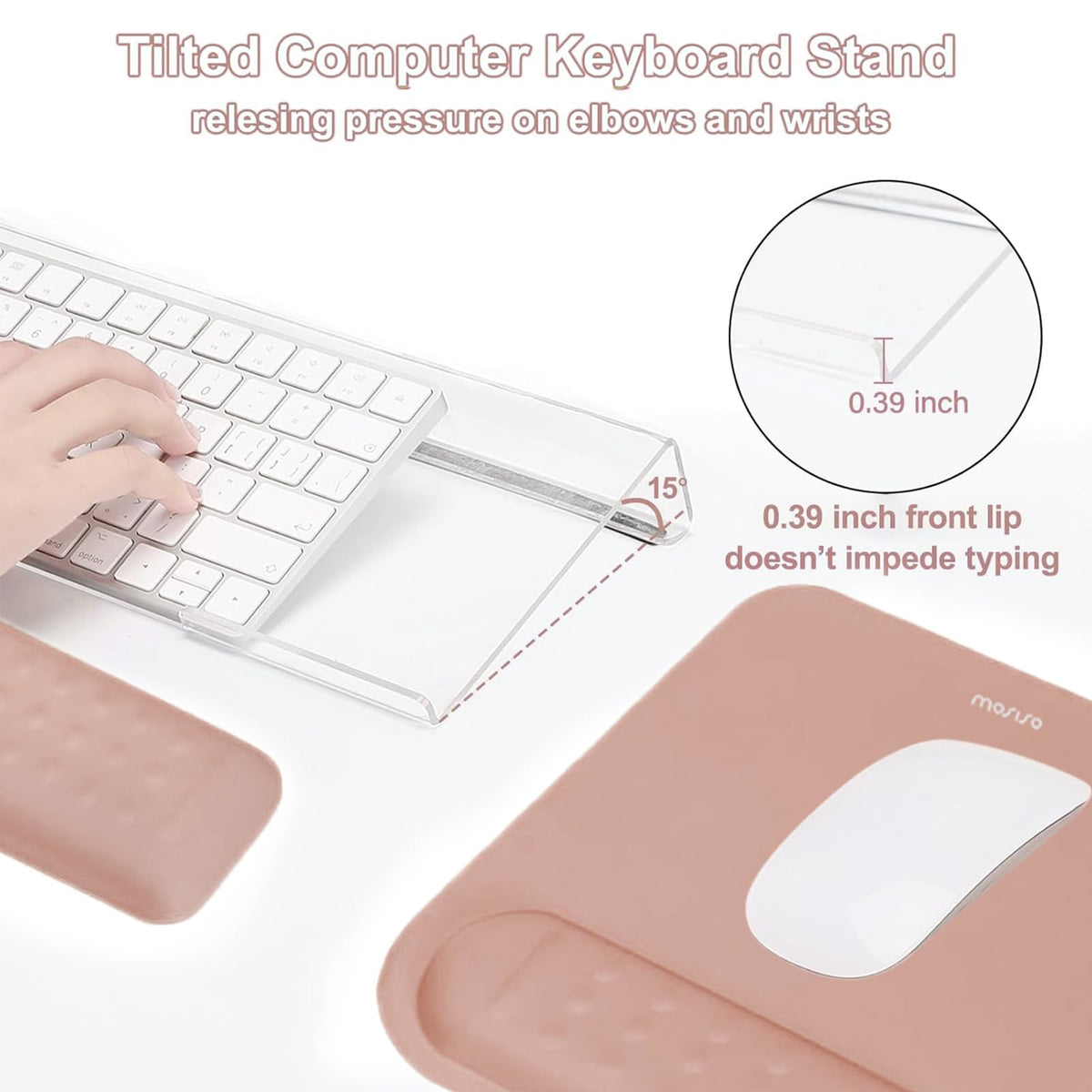 MOSISO Keyboard Stand&Wrist Rest Support for Keyboard &Mouse Pad Set