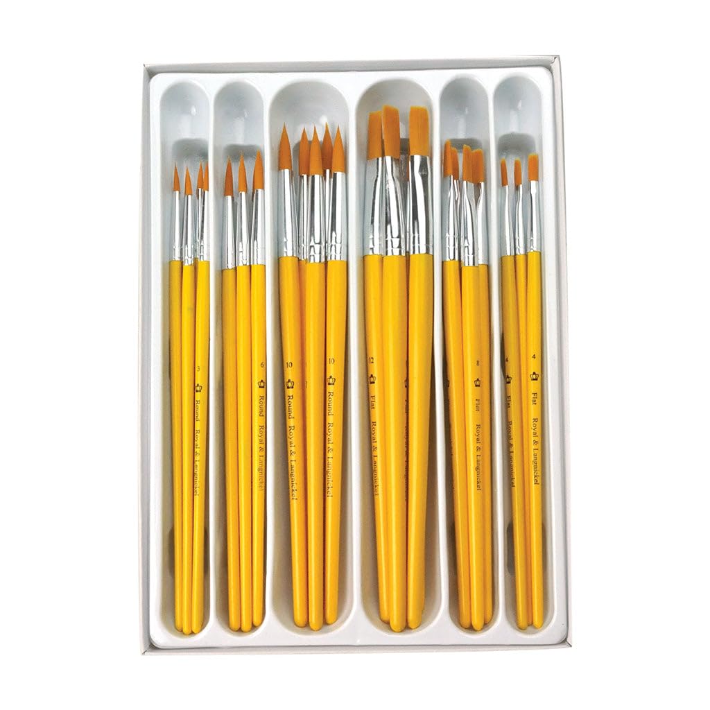 Royal Brush Taklon Hair Classroom Value Pack, Assorted Size, Pack of 30 - 1289617