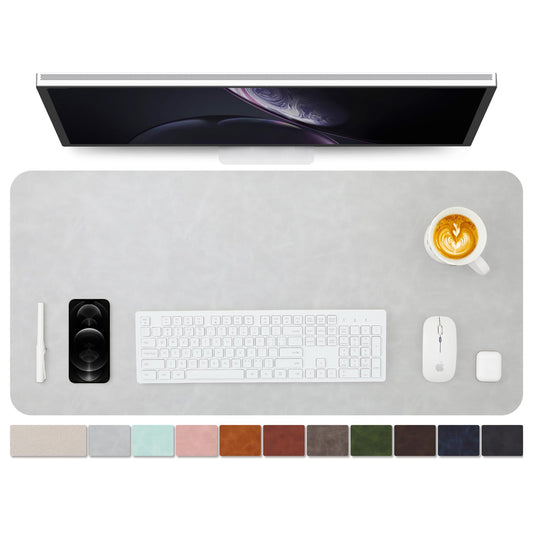 Distressed Leather Desk Mat - Non-Slip PU Desk Pad for Office and Home - Desk Organization and
