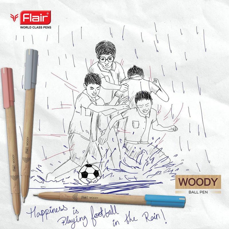 FLAIR Woody Pack Of 50 Ball Pens|Multicolor