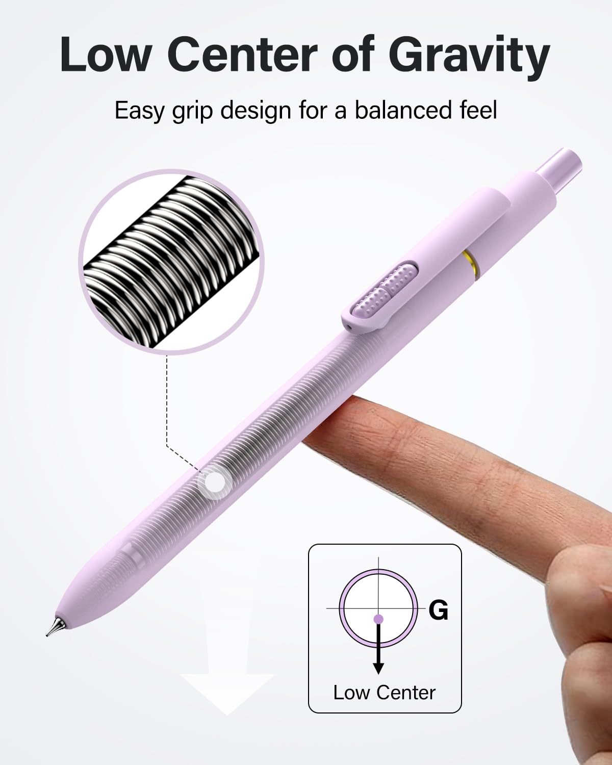 inkipen 16 Pcs Gel Pen-with Fidget Clip, Black Ink, Fine Point(0.5mm)