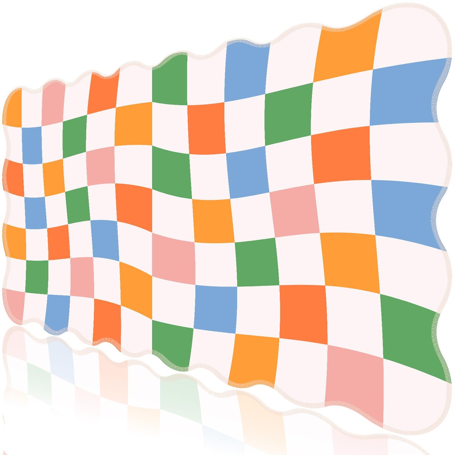 L-SPOUTTO Checkered Mouse Pad,Scalloped Groovy Desk Mat XXL Gaming Mousepad
