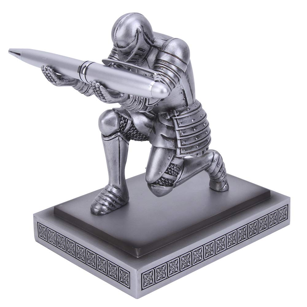 Amoysanli Knight Pen Holder Desk Organizers and Accessories as Gift Silver