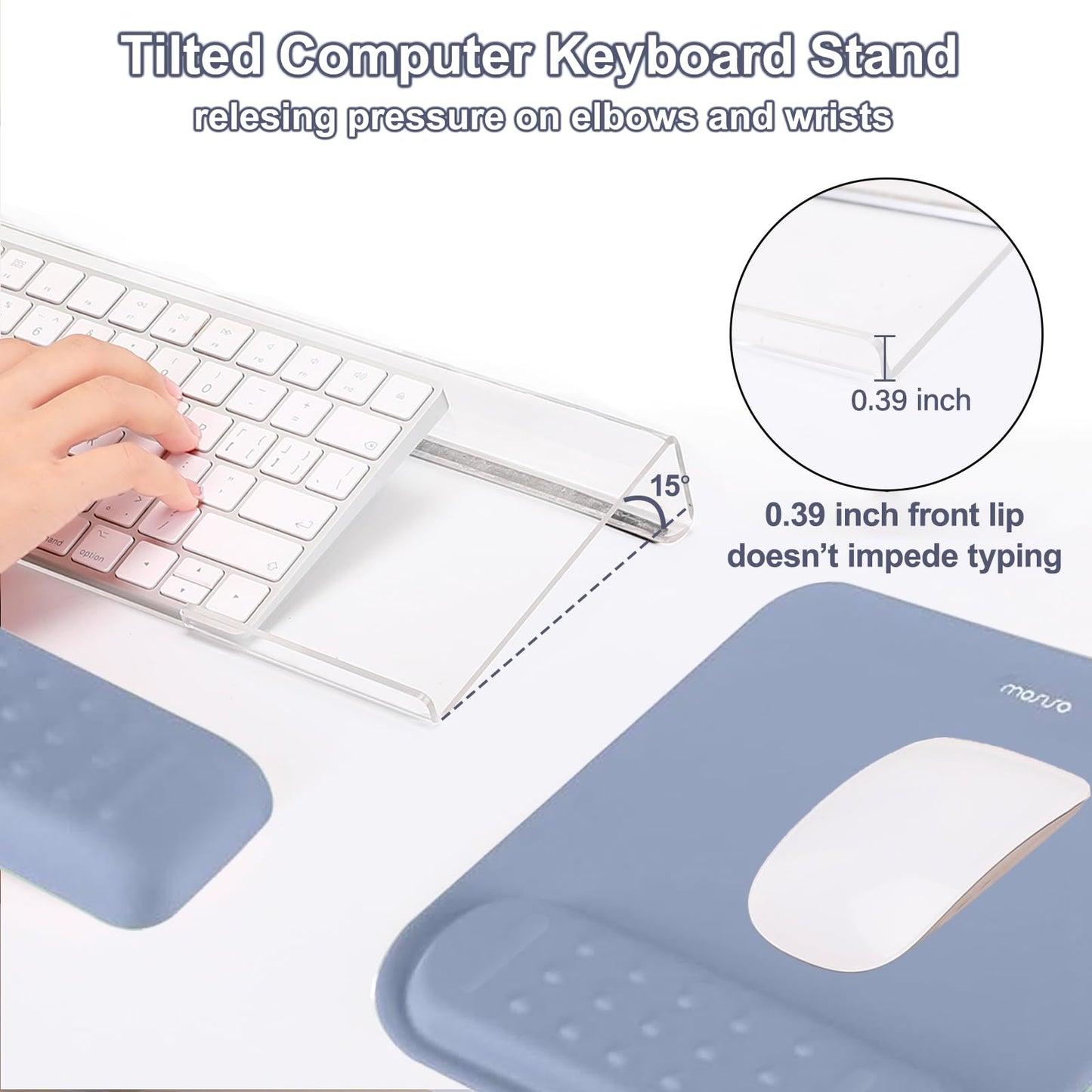 MOSISO Keyboard Stand&Wrist Rest Support for Keyboard &Mouse Pad Set