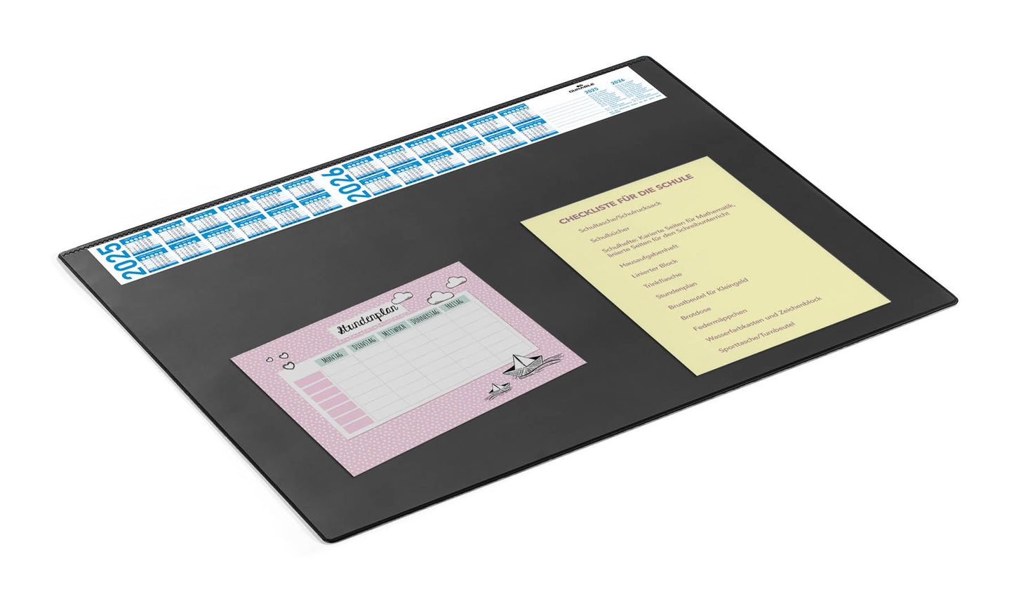 Durable Desk Mat with Annual Calendar, 65 x 52cm, Dark Blue