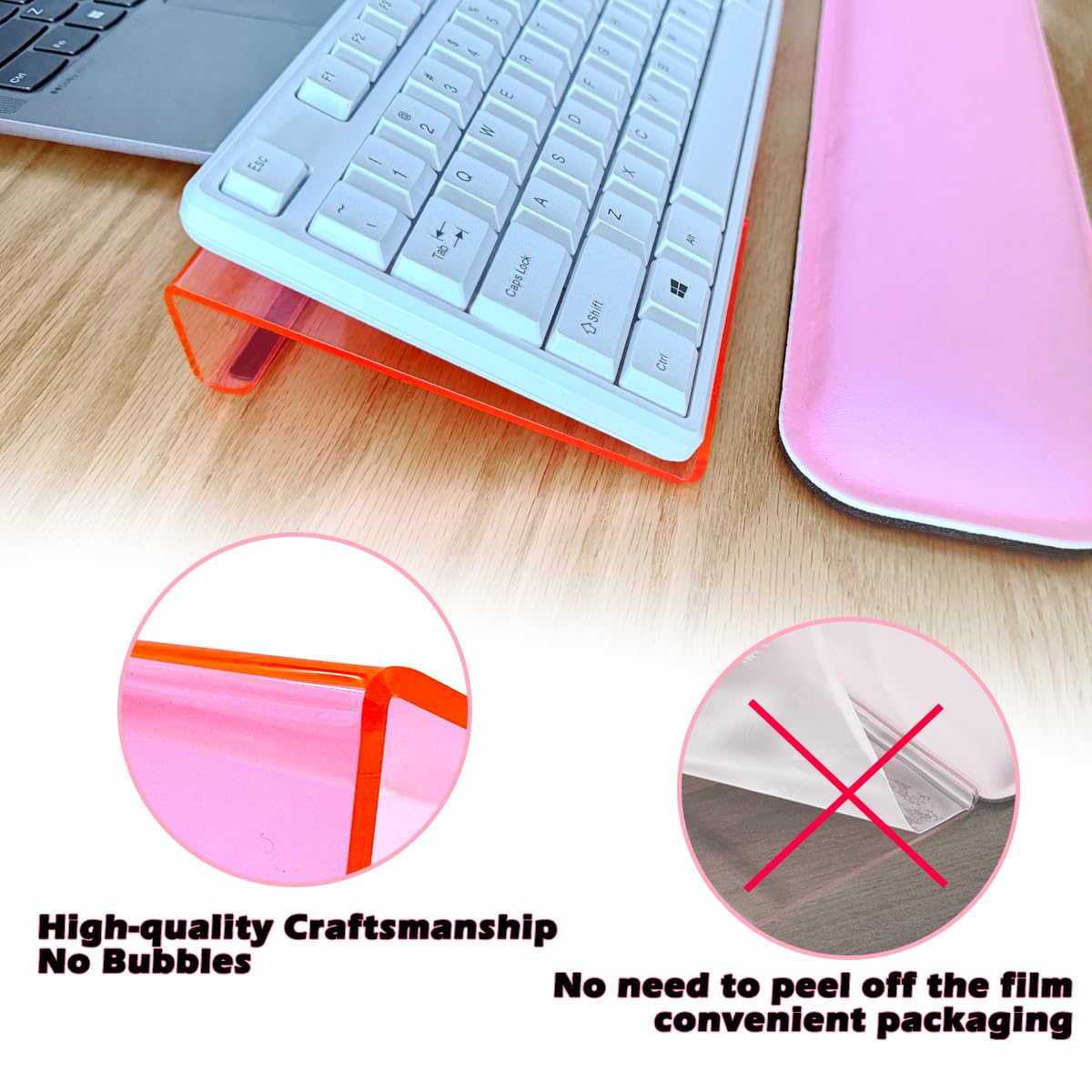 Computer Keyboard Wrist Rest Stand Set for Desktop, Keyboard Holder Easy Typing with Wrist Pad for