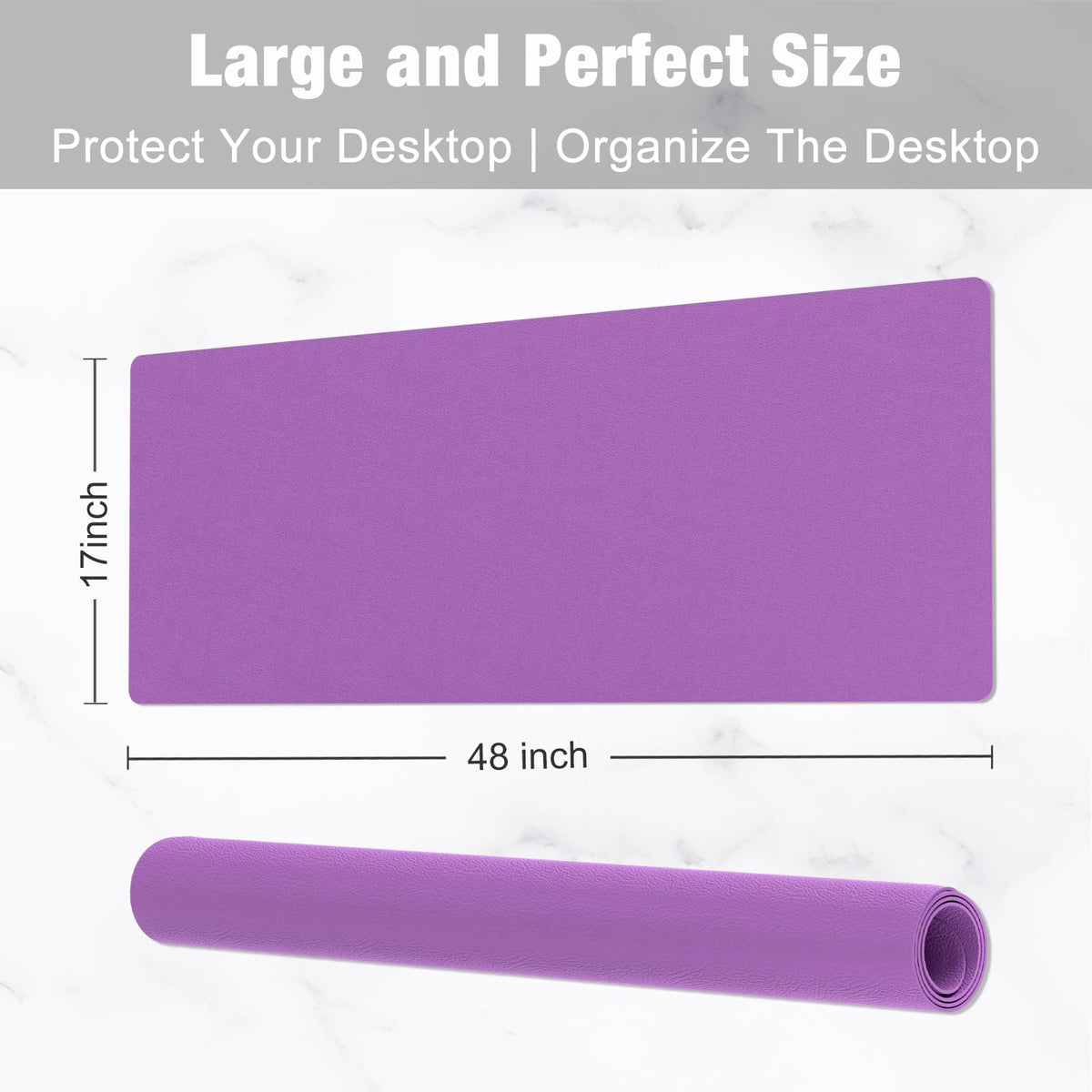 Hsurbtra Desk Pad, 48" x 17" PU Leather Desk Mat, XXXL Extended Mouse Pad, Waterproof Desktop