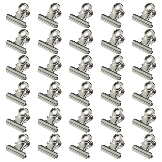 HAHIYO 0.87inch Silver Bulldog Clips Metal File Hinge Binder Clips Clamps Save Space Strong Spring