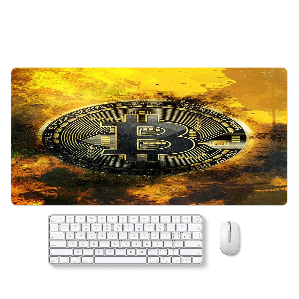 Reateforin Gold Bitcoin Coin Inspirational Quote Mouse Pad, Motivational Mouse Pad for Desk