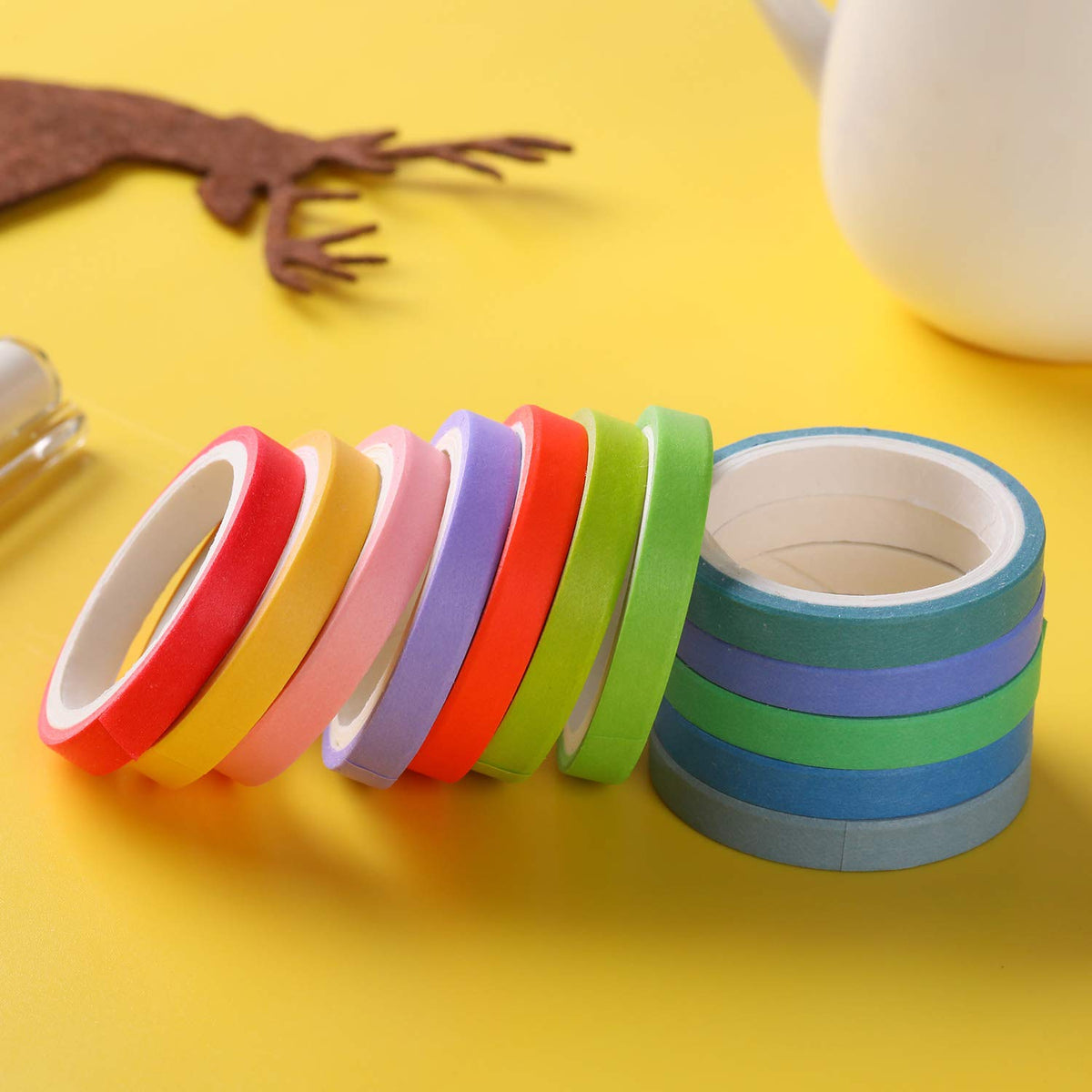WAPETASHI Washi Masking Tape Set 60 Rolls 5mm (0.2 inch) Wide Decorative Craft Tape Collection for