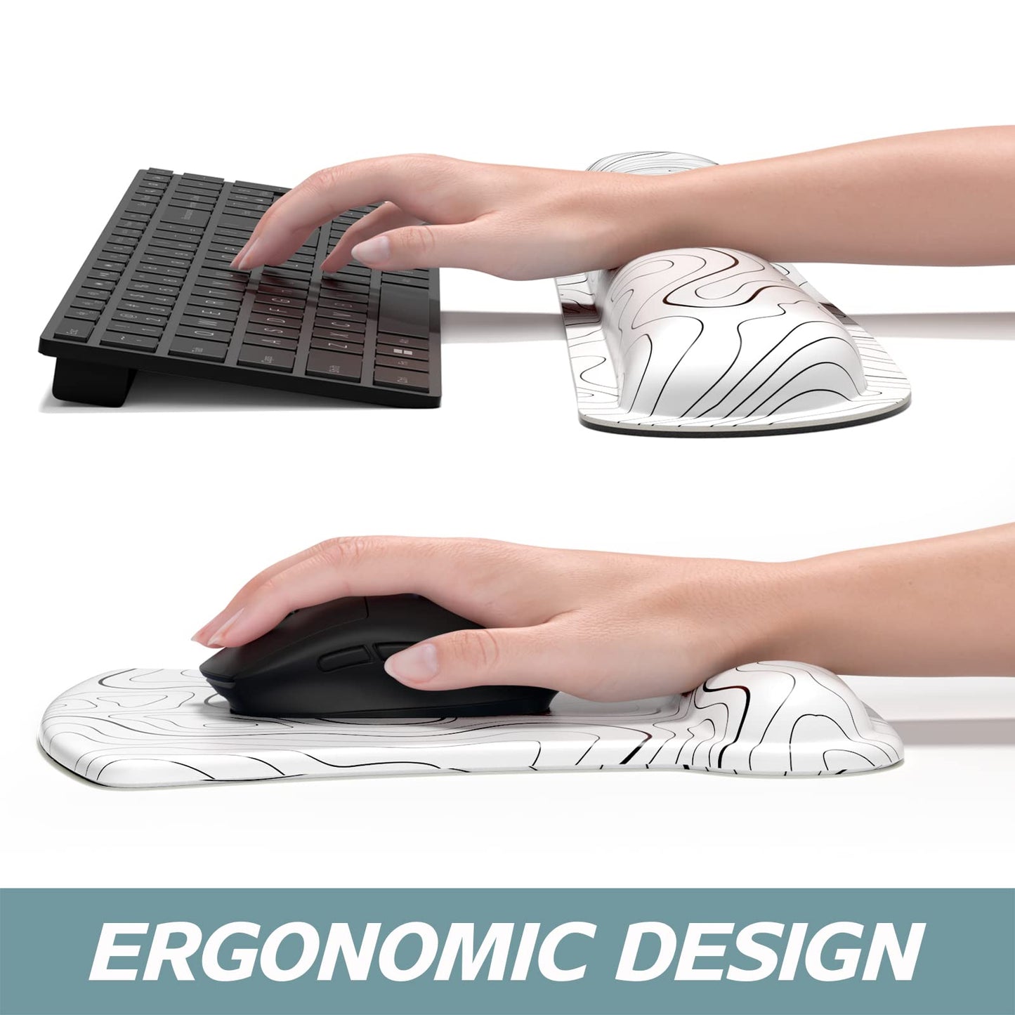 ITNRSIIET Mouse Pad Wrist Support Keyboard Wrist Rest Pad Ergonomic Mousepad Non-Slip Memory Foam