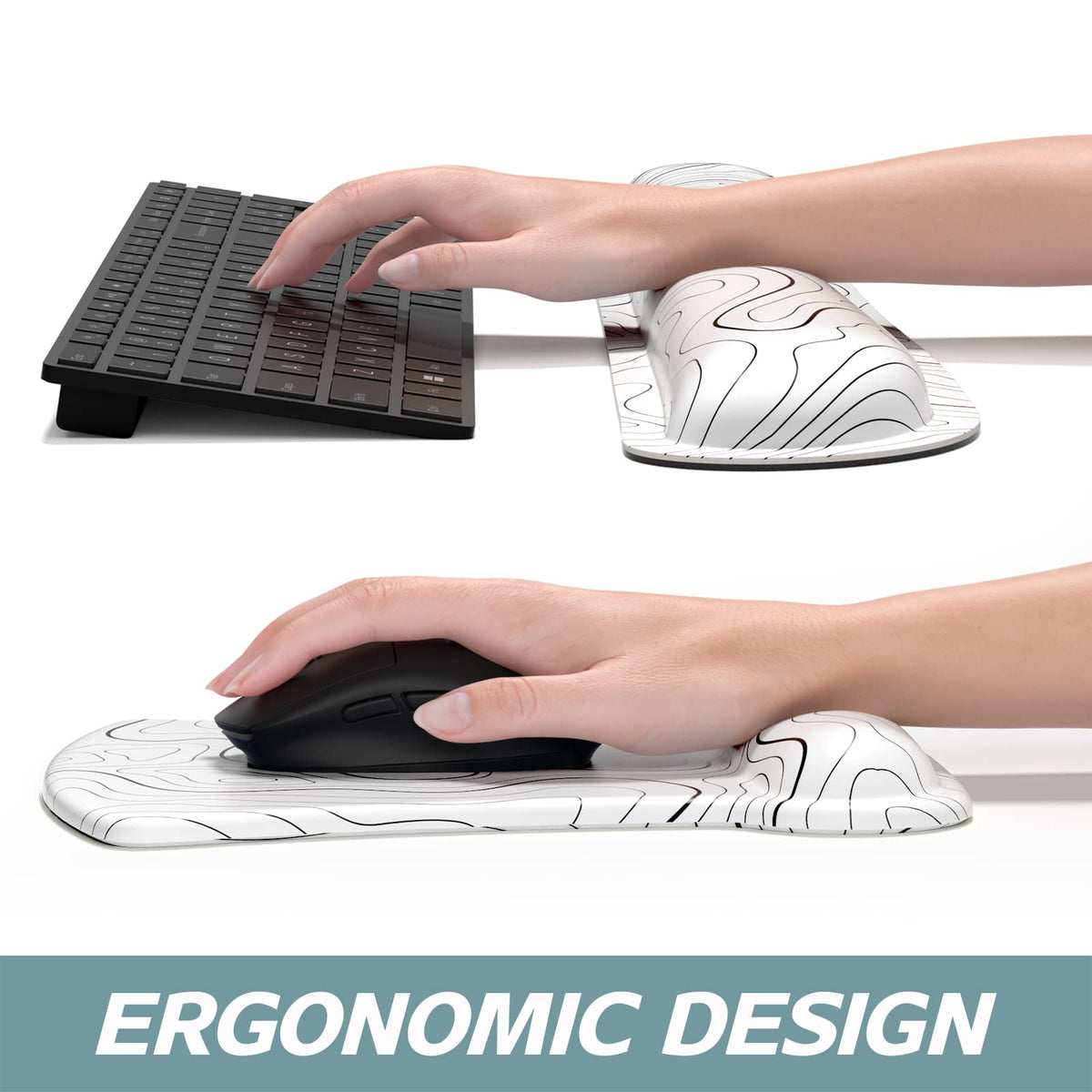 ITNRSIIET Mouse Pad Wrist Support Keyboard Wrist Rest Pad Ergonomic Mousepad Non-Slip Memory Foam