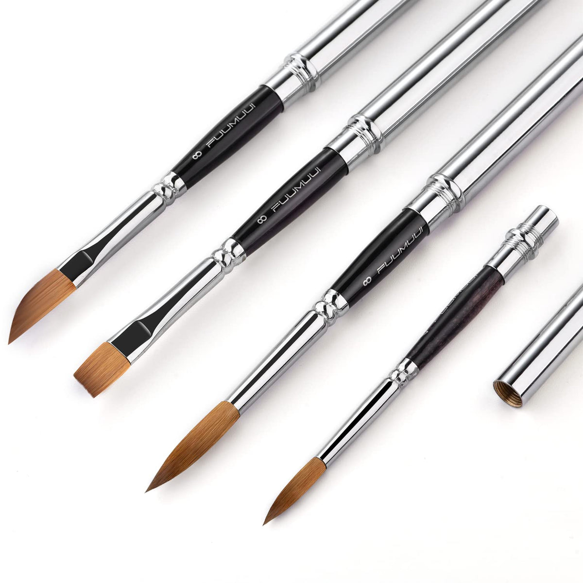 Sable Travel Watercolor Brushes, Fuumuui 4pcs Kolinsky Sable Watercolor Travel Brushes with Leather