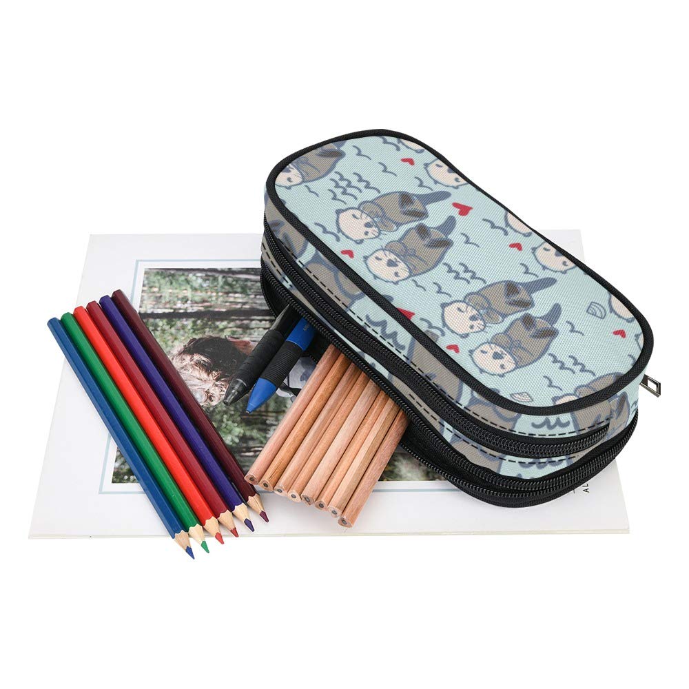 ANANGTEE Sea Otters Pencil Case Pouch for Girls Boys Lovers 10