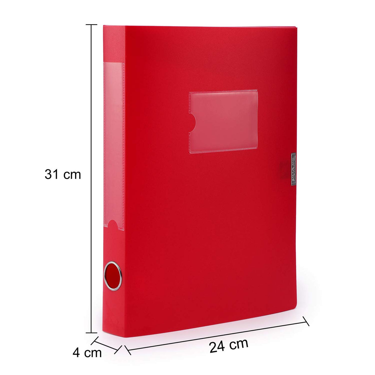 HUA JIE 4 Pack A4 Storage File Boxes Plastic Archives Cases with Lid,Red