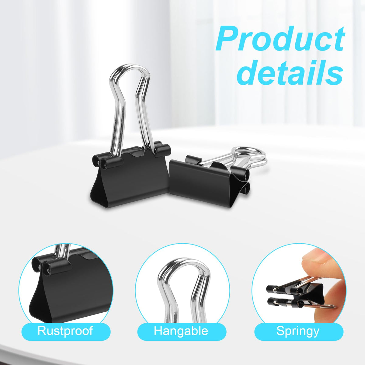 Ufmarine Mini Binder Clips, 144 Pcs Small Binder Clips 15mm, Small Paper Clips for Office Supplies