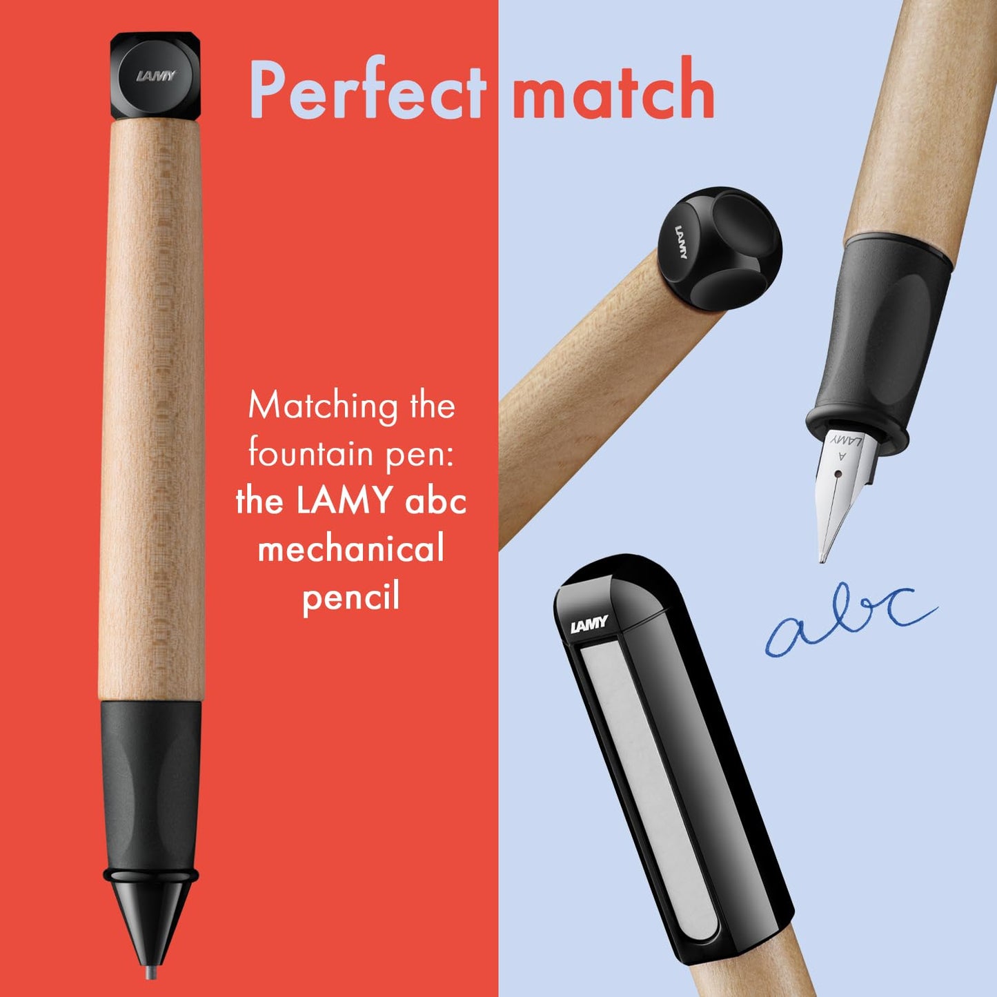LAMY abc black - child-friendly Fountain Pen for writing beginners with ergonomic grip & polished