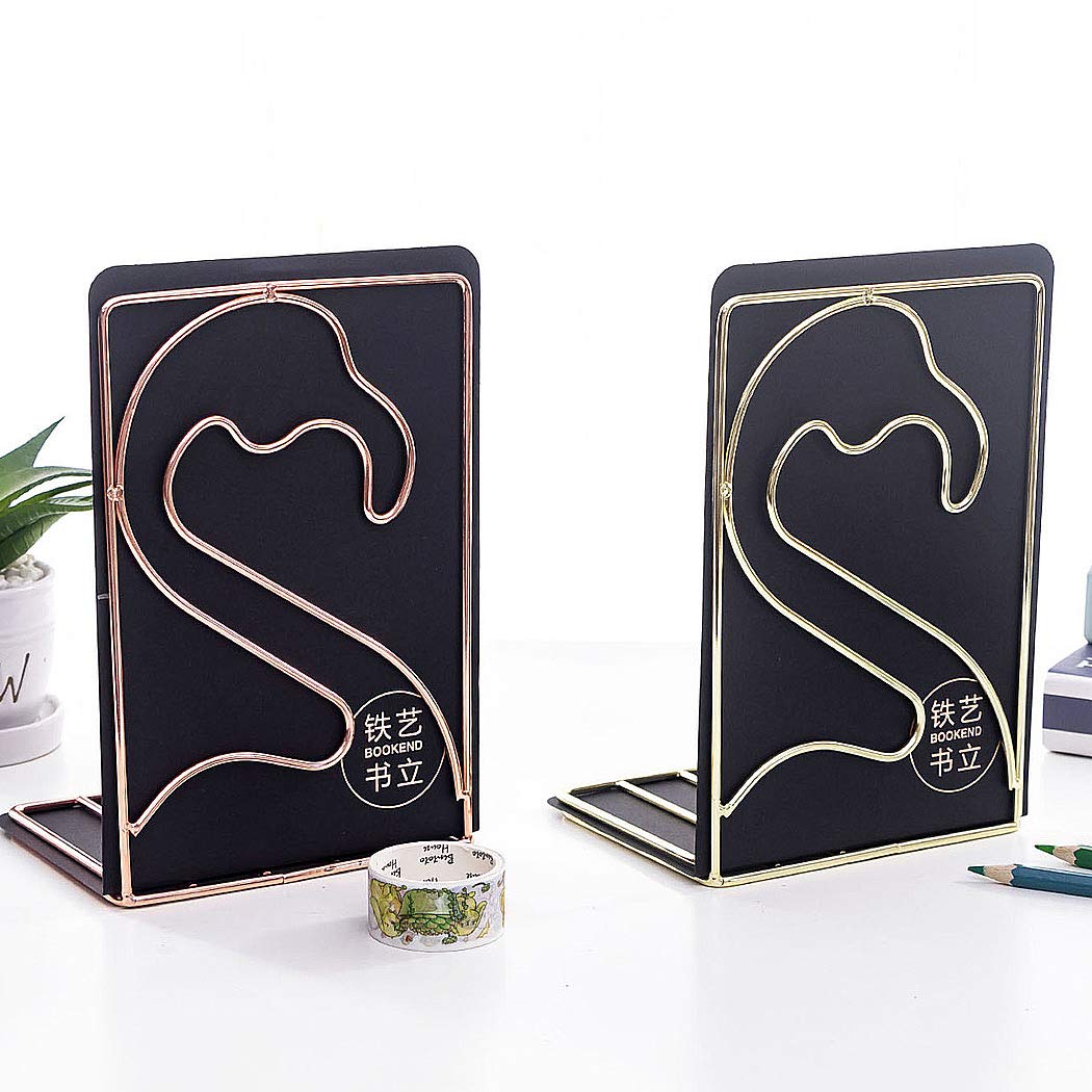 SIPLIV Creative Minimalist Style Bookends Metal Adjustable Books Holder Stand Book Rack Desk