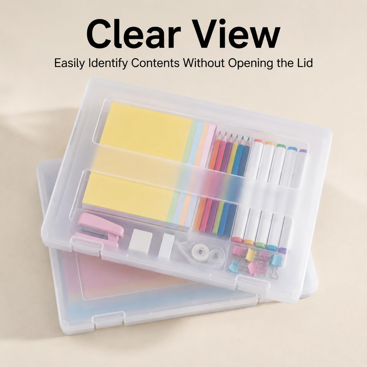 Denkee 4 Pack A4 Paper Organizer Box, Plastic Scrapbook Paper Organizer Containers for Craft and