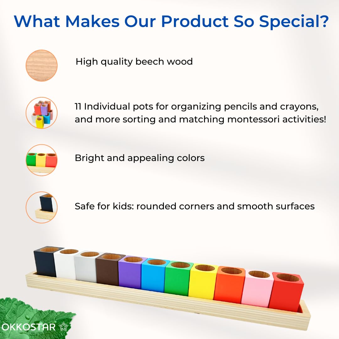 OKKOSTAR Montessori Crayon Holder for Kids - Craft Supply Organizer - Classroom Storage Caddy Case