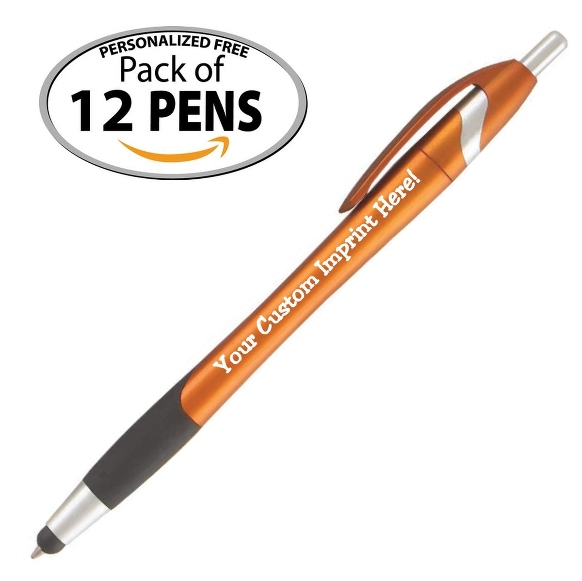 ExpressDesigns™ The Glide Ballpoint Pen with Stylus. Click action Custom Personalized Black writing