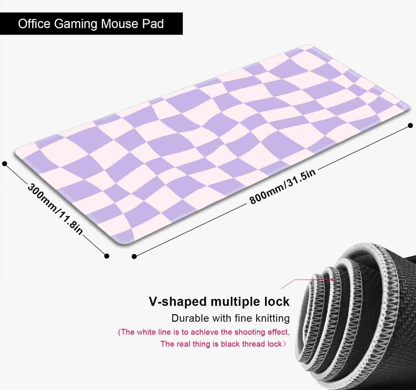 Pastel Purple Desk mat, Checkered Pattern Large Mouse Pad, Protector Pad Writing Mat for Work Home