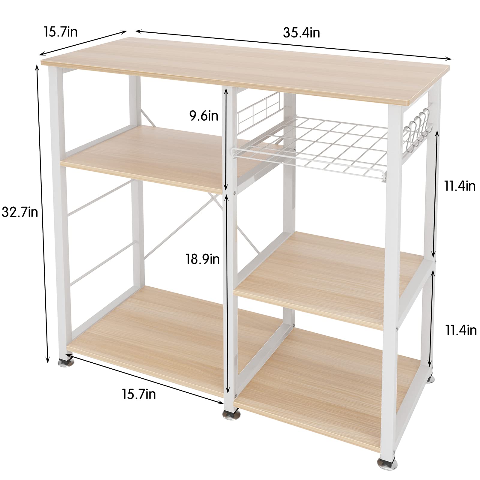 sogesfurniture 3-Tier Kitchen Baker's Rack Utility Shelf Microwave Stand with Storage and Drawer