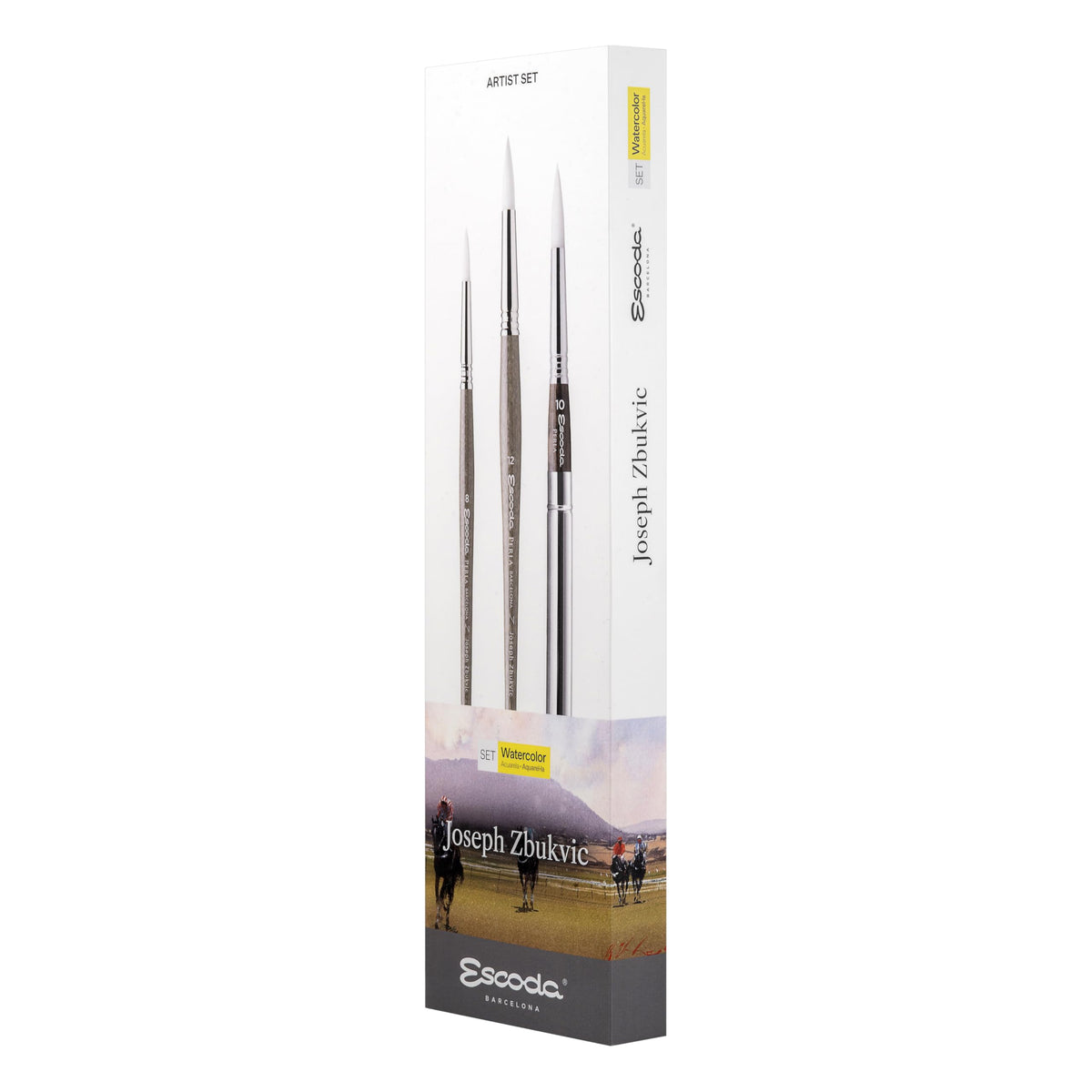 Escoda | Watercolour | Artist Set Joseph Zbukvic 1 | Size 8,10,12 | 3 Brushes | Synthetic White