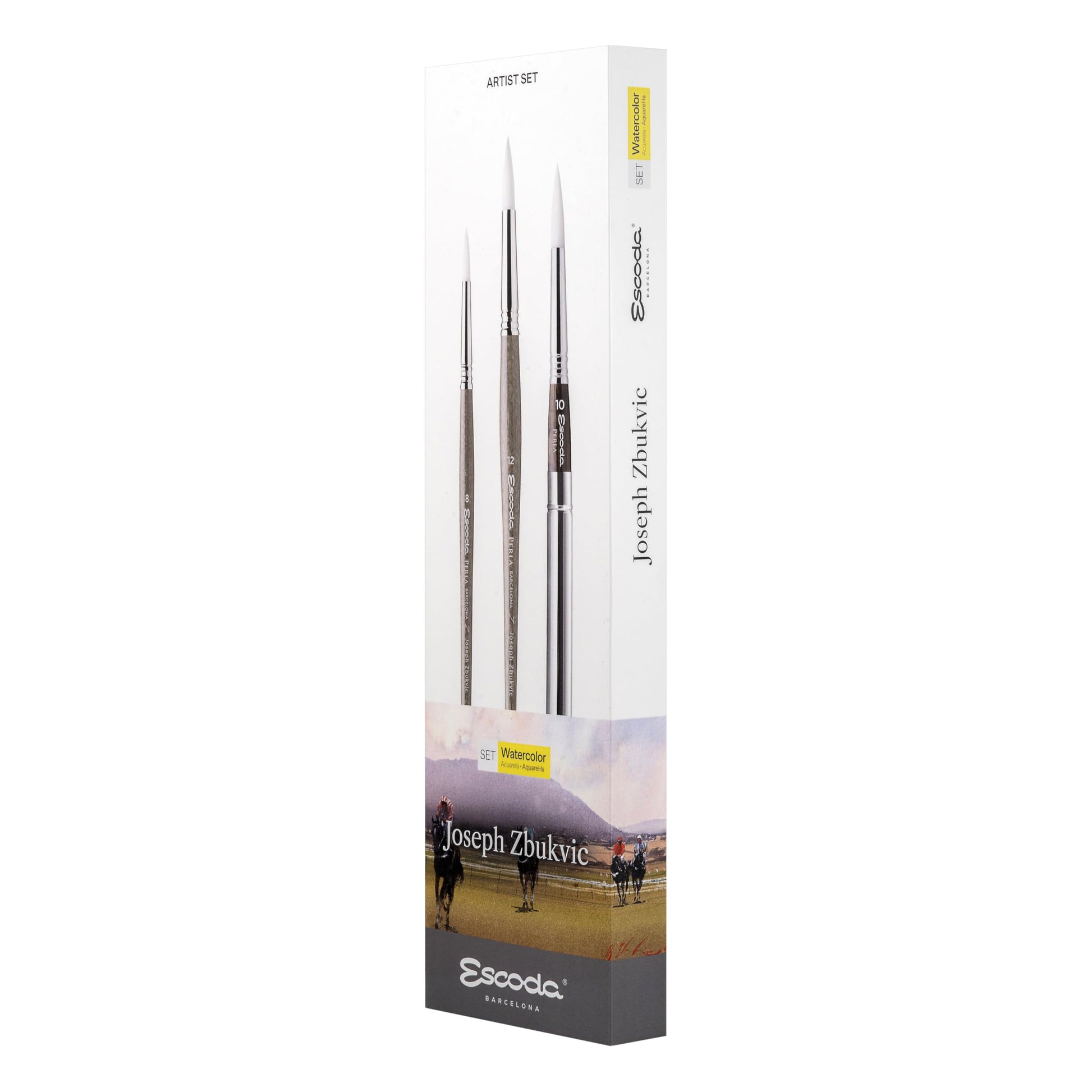 Escoda | Watercolour | Artist Set Joseph Zbukvic 1 | Size 8,10,12 | 3 Brushes | Synthetic White