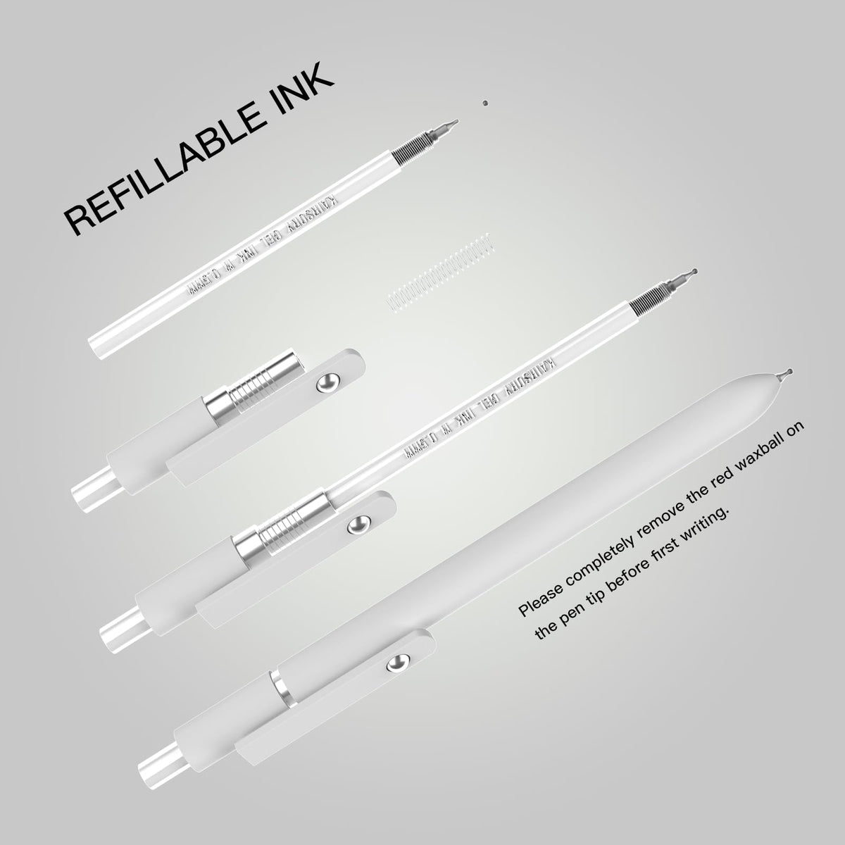Kairsory Retractable Gel Pens,0.5mm Fine Point Tip Black Ink with Grip Smooth Writing for